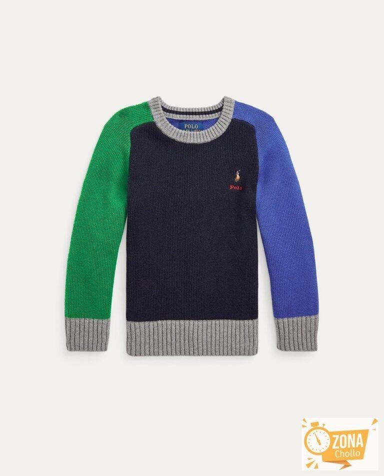 Jersey mezcla algodón/cachemira de niño en azul — 26,10€ € -82%