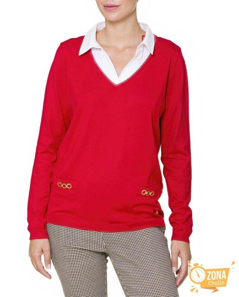 Jersey camisa con detalle Rojo — 23,00€ € -80%