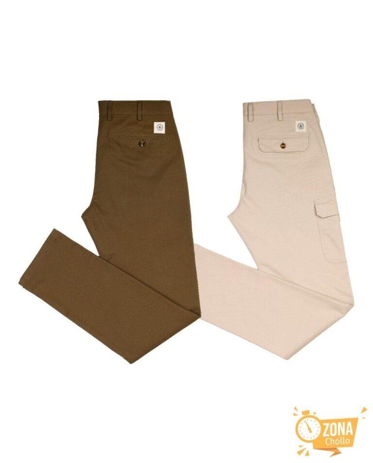 Pack hombre pantalon chino + pantalon cargo con cremallera — 64,95€ € -76%