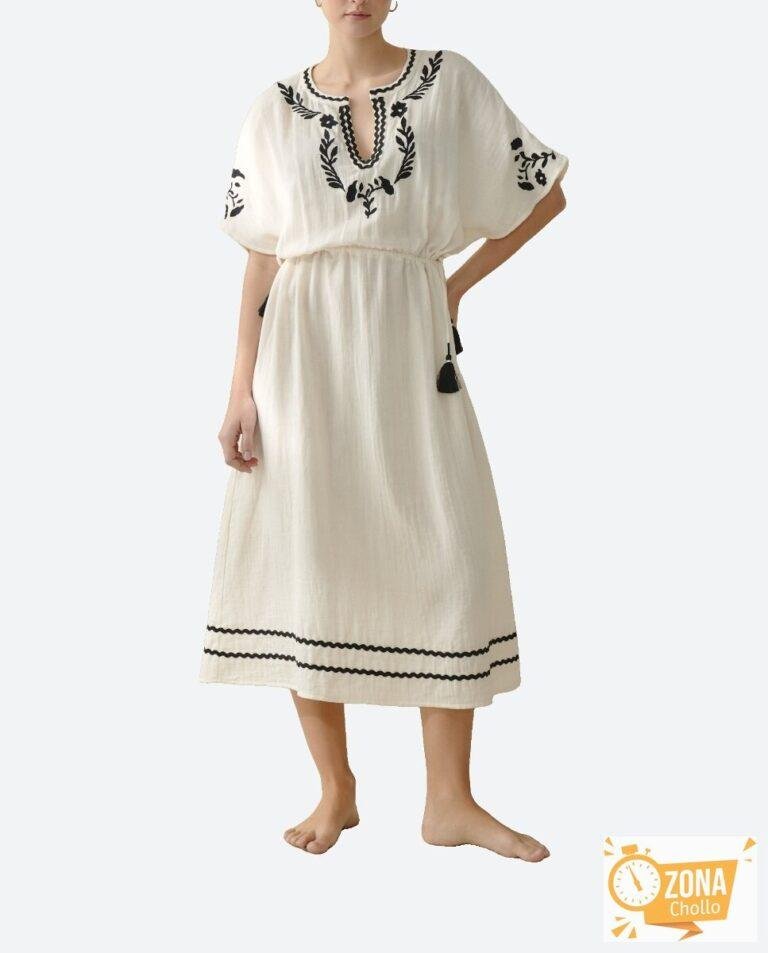 Vestido de playa bordado manga corta — 14,00€ € -72%