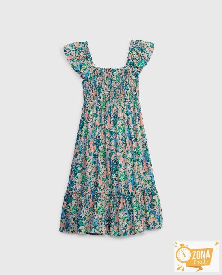 Vestido de niña manga corta con estampado — 10,00€ € -82%