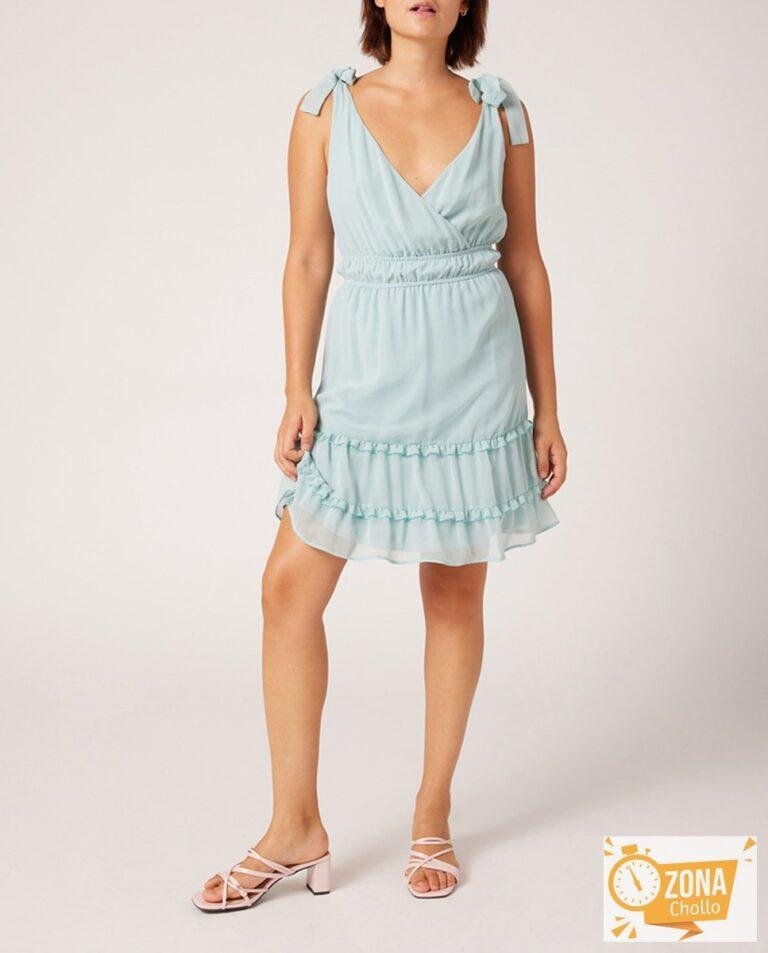 Vestido corto de mujer cuello pico — 10,80€ € -83%