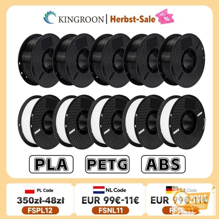 KINGROON 10KG PLA/ABS/PETG filamento 1,75mm negro blanco gris, venta… — 89,69 €