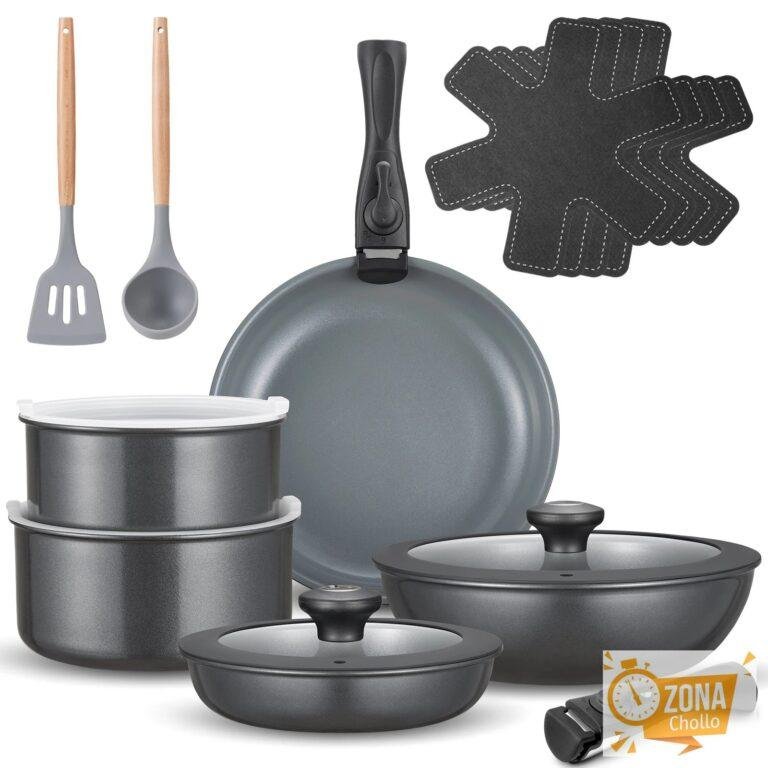 BEZIA Juego de Ollas y Sartenes de Cerámica 17 Pcs con Mango… — 70,39 €