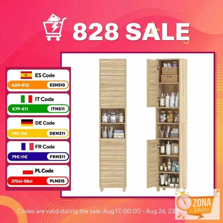 HOMCOM Armario de Baño Alto, Mueble Auxiliar de Baño Estrecho con… — 60,65 €