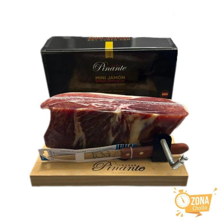 MINI JAMÓN CON TABLA Y CUCHILLO 0.90KG – 1.00KG – JAMONES PINANTE — 24,84 €