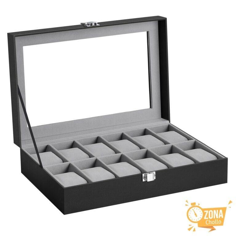 SONGMICS Caja de Relojes con 12 Compartimentos, Estuche de Relojes… — 12,85 €