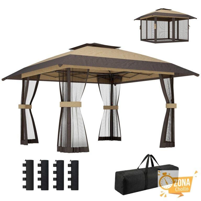 Outsunny Carpa Plegable 4×4 m con Doble Techo Altura Ajustable 4… — 117.20 EUR €
