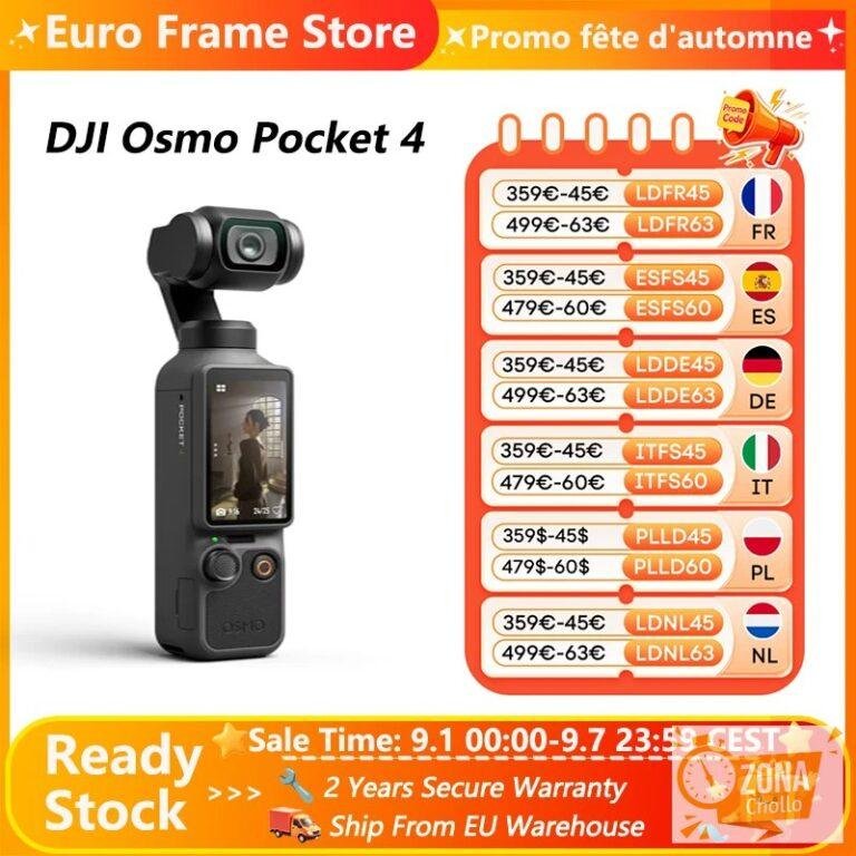 DJI Osmo Pocket 4, Cámara Gimbal de Bolsillo con CMOS de 1″, Rango… — 412,38 €