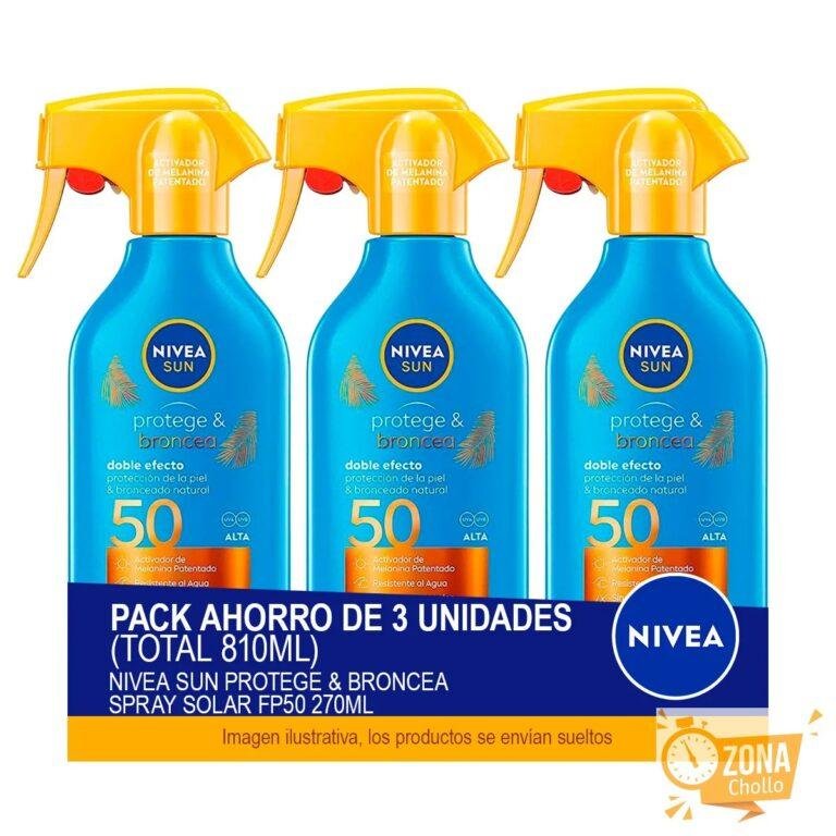NIVEA SUN Protege & Broncea Spray Solar FP50 270ml – Pack ahorro de… — 35,99 €