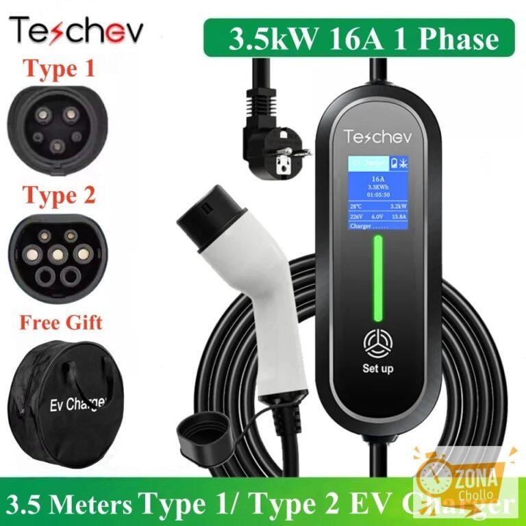 Cargador Teschev para Vehículos Eléctricos Tipo 2 y Tipo 1, Caja de… — 54,39 €