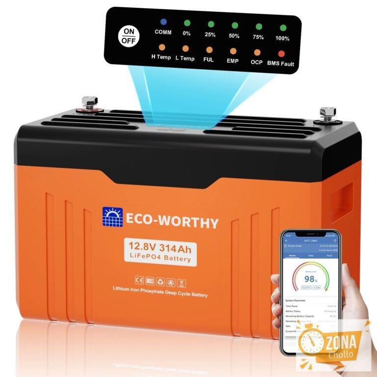 ECO-WORTHY 12V 314AH Batería de Litio LiFePO4 con Bluetooth y LEDs… — 434,99 €