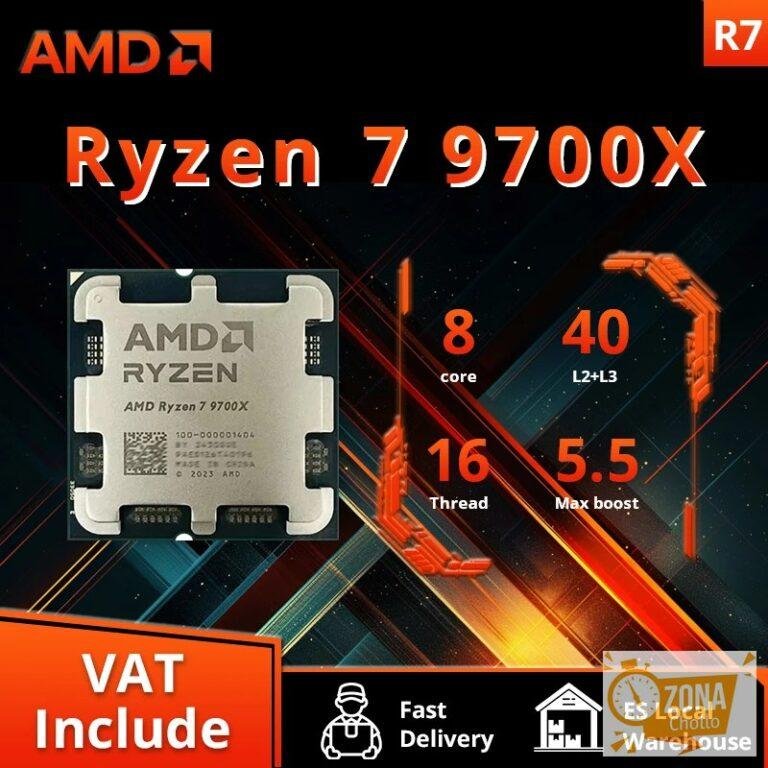 Nuevo procesador AMD Ryzen 7 9700X 5,5 GHz 8 núcleos 16 hilos 40 MB… — 217,59 €