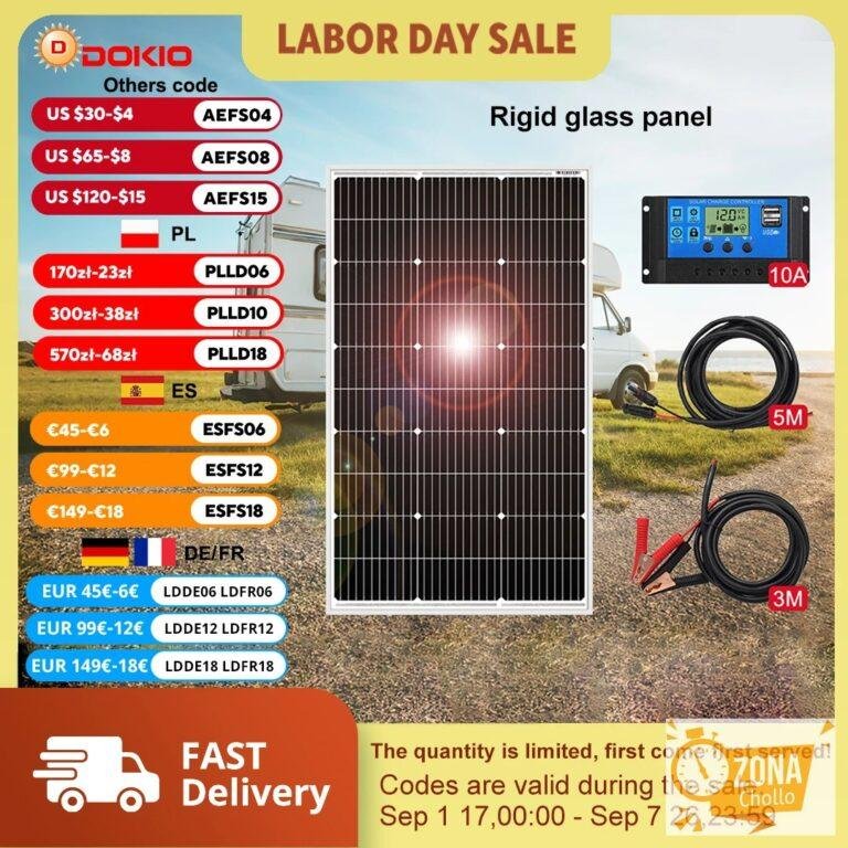 DOKIO 18V 100W paneles solares/Kit monocristalino de 100W Panel de… — 50.99 EUR €