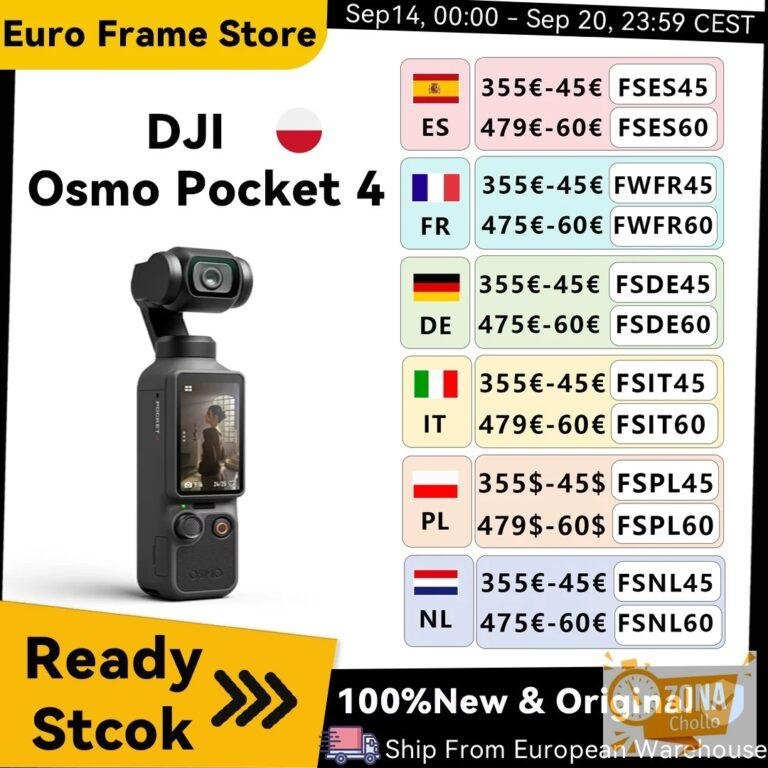 DJI Osmo Pocket 4, Cámara Gimbal de Bolsillo con CMOS de 1″, Rango… — 411,89 €