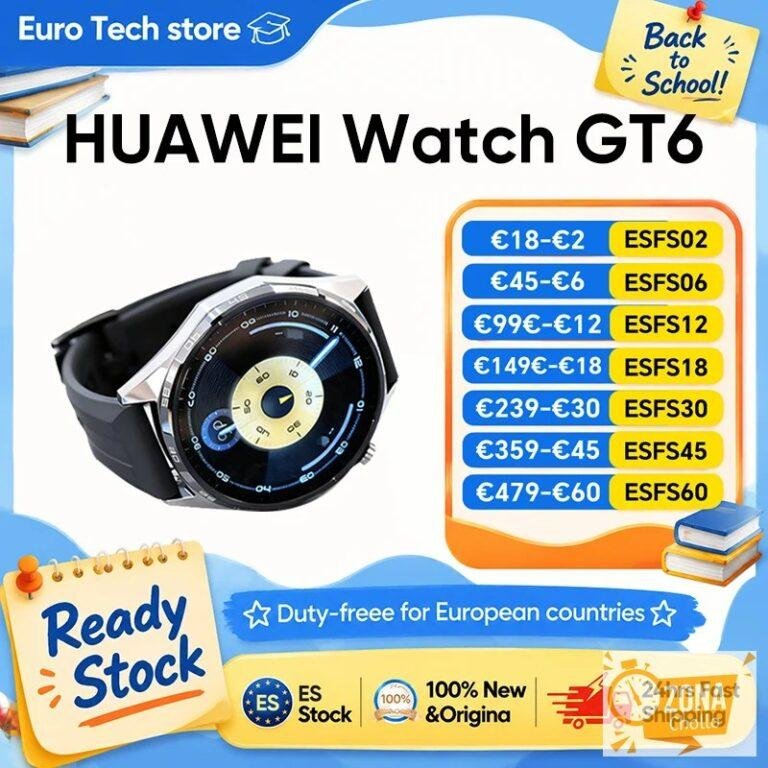 Reloj Inteligente HUAWEI GT6 de 46 mm con GPS y Pantalla Táctil… — 163,87 €