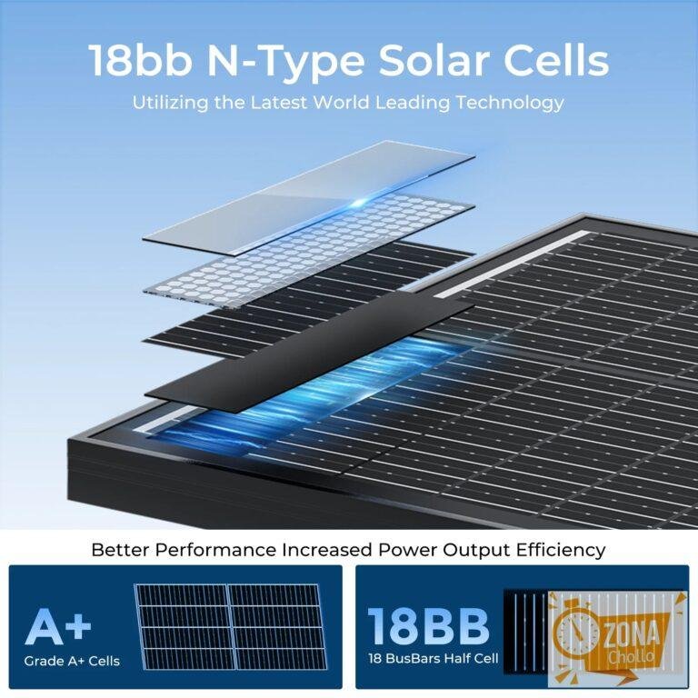 RVPOZWER Panel Solar Rígido de 12.8V 100W, 18BB, Celdas Solares Tipo… — 54.69 EUR €