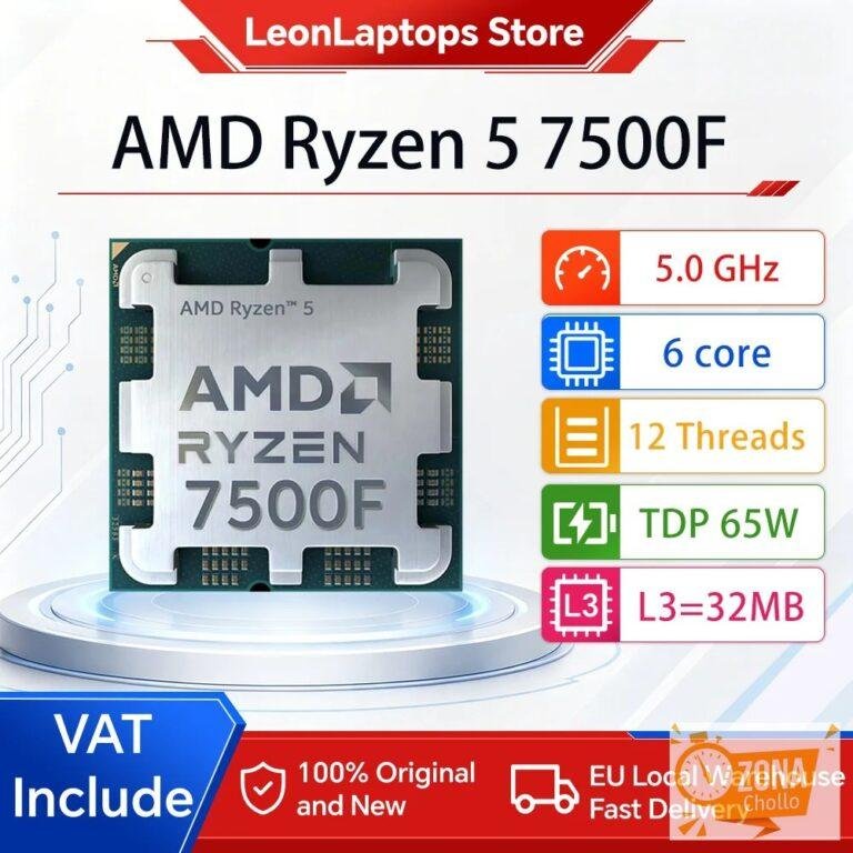 PROCESADOR AMD Ryzen 5 7500F, CPU R5 7500F, hasta 5,0 GHz, 6… — 100,94 €