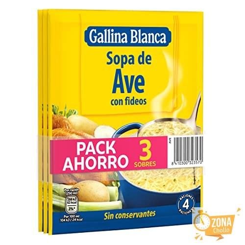 ¡COMPRA 3 POR EL PRECIO DE 2! Gallina Blanca Sopa de Ave con fideos — 2,25 € en Amazon