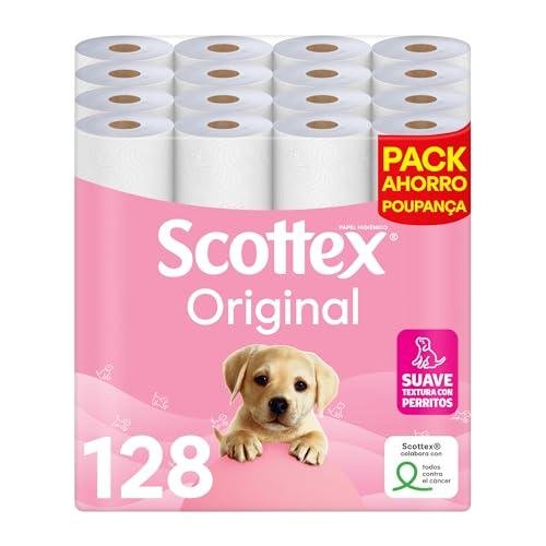 28% DESCUENTO Scottex Original Papel higiénico, 128 rollos, 4 packs — 24,34 € (-28 %) en Amazon