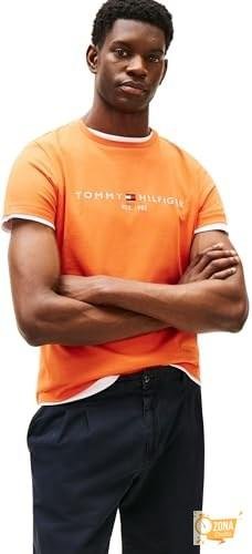 Tommy Hilfiger Camiseta de Manga Corta Hombre Slim Fit, Naranja… — 24,00 € -51%