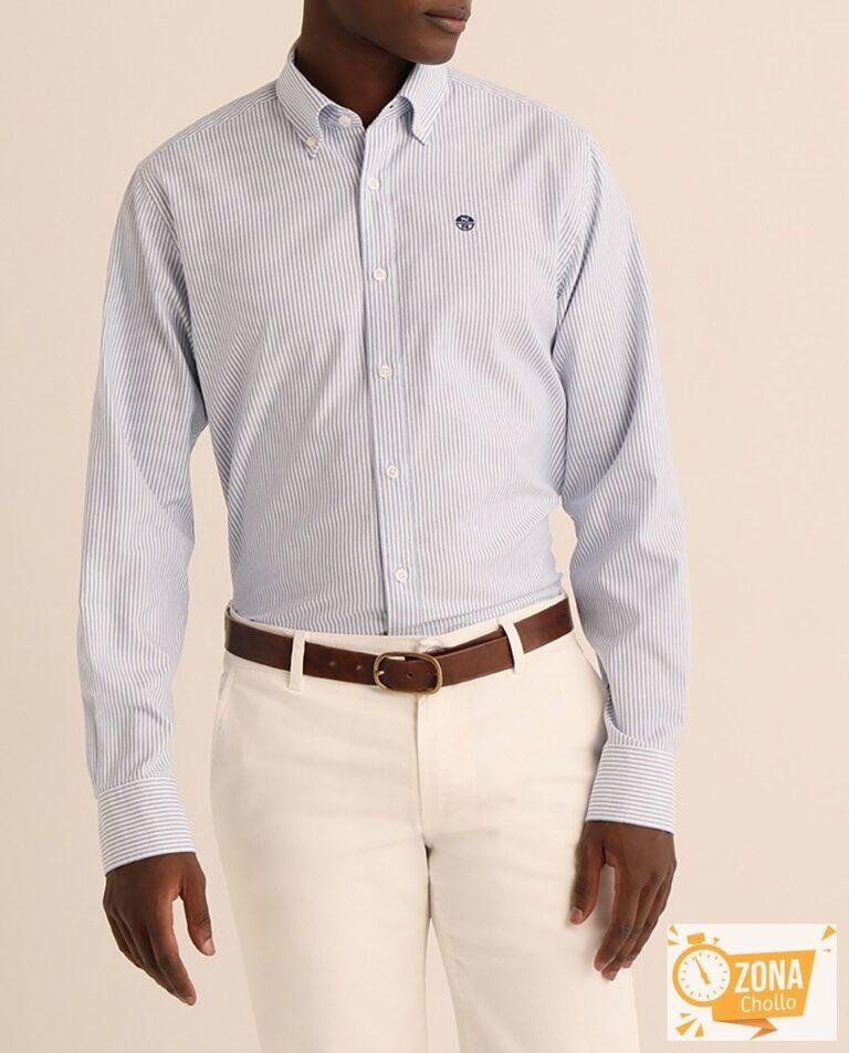 Camisa de hombre regular de rayas azul — 15,00€ € -81%