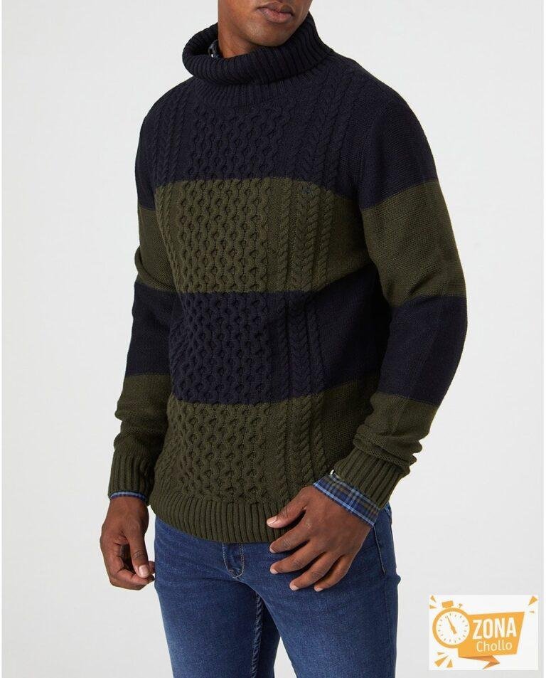 Jersey punto grueso cuello alto bicolor — 27,00€ € -81%