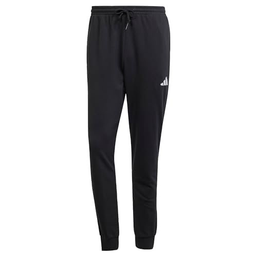 adidas Hombre Essentials Feelcozy French Terry Pants, Black/White, XXL