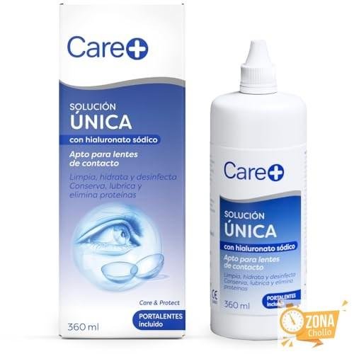 Care+ Líquido de lentillas con Hialuronato Sódico, portalentillas