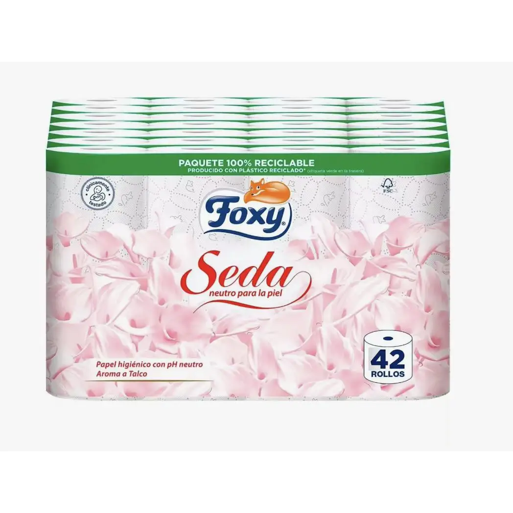 FOXY SEDA PAPEL HIGIÉNICO NEUTRO 42 ROLLOS 3 CAPAS