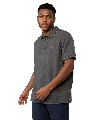 GANT Polo Reg Shield SS Pique para Hombre, Antracit Melange., XL