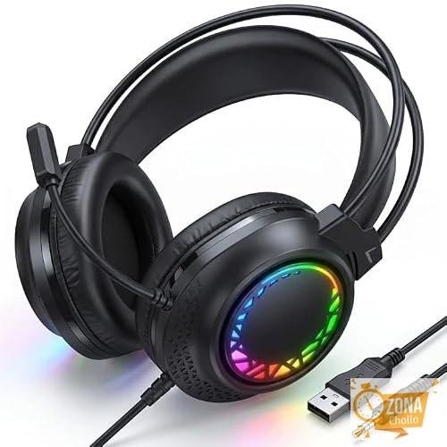 Genérico Cascos Gaming, Auriculares Gaming con Micrófono Rotatorio