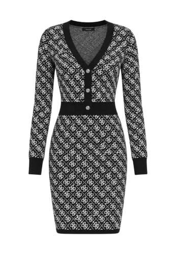 Guess Mujer Vestido Ajustado Aubrey 4G Swtr Dress Slim Fit Negro