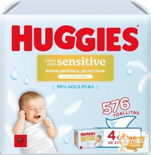 Huggies Extra Care Sensitive Toallitas para Bebé, 99% Agua Pura, 12
