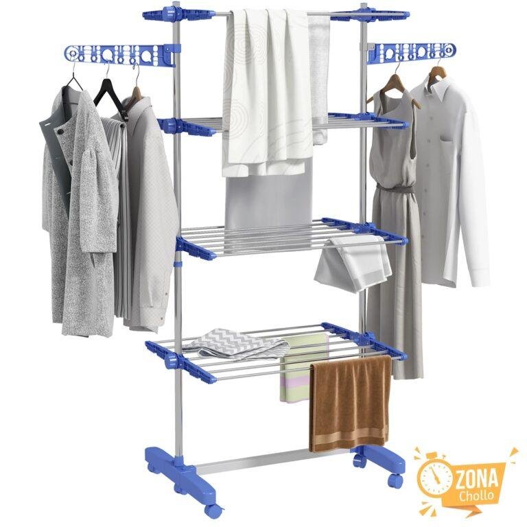 HOMCOM Tendedero Vertical de 4 Niveles con 6 Ruedas 2 Laterales… — 39,17 €