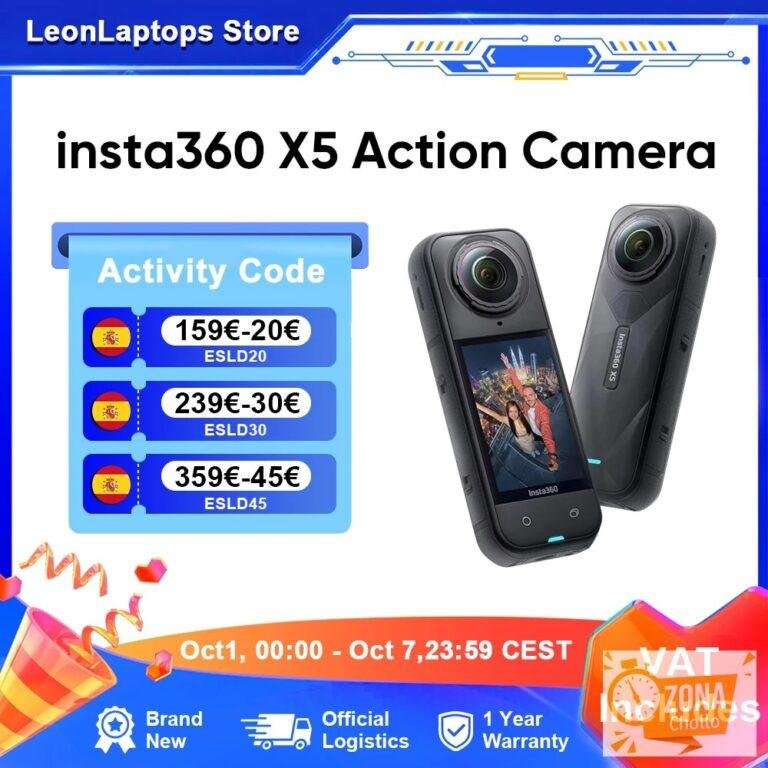Cámara de acción insta360 X5 8K resistente al agua 49 pies 360 — 375,54 € en AliExpress