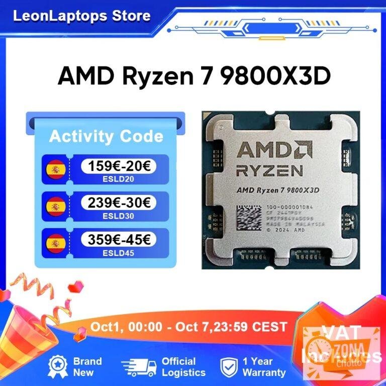 Procesador AMD Ryzen 7 9800X3D, 8 Núcleos/16 Hilos, 120W, hasta 5.2 — 391,81 € en AliExpress