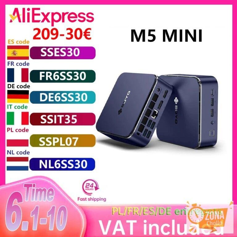 Mini PC Soyo M5, Mini Ordenador con CPU AMD Ryzen 3 4300U, Memoria — 242,81 € en AliExpress