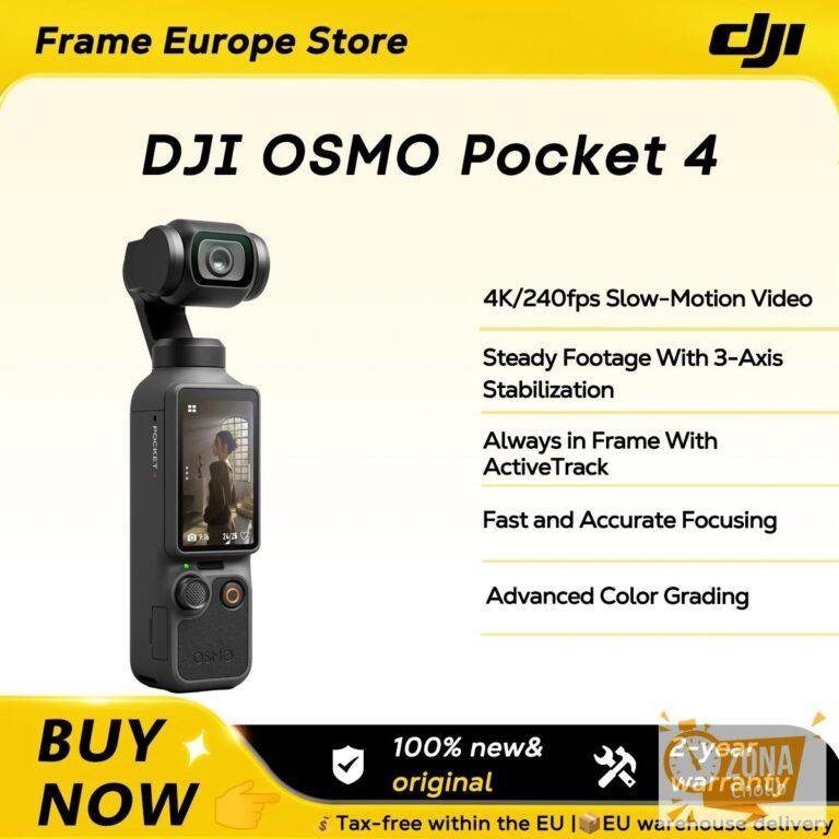 DJI Osmo Pocket 4, Cámara Gimbal de Bolsillo para Vlogs, CMOS de 1″ — 403,95 € en AliExpress