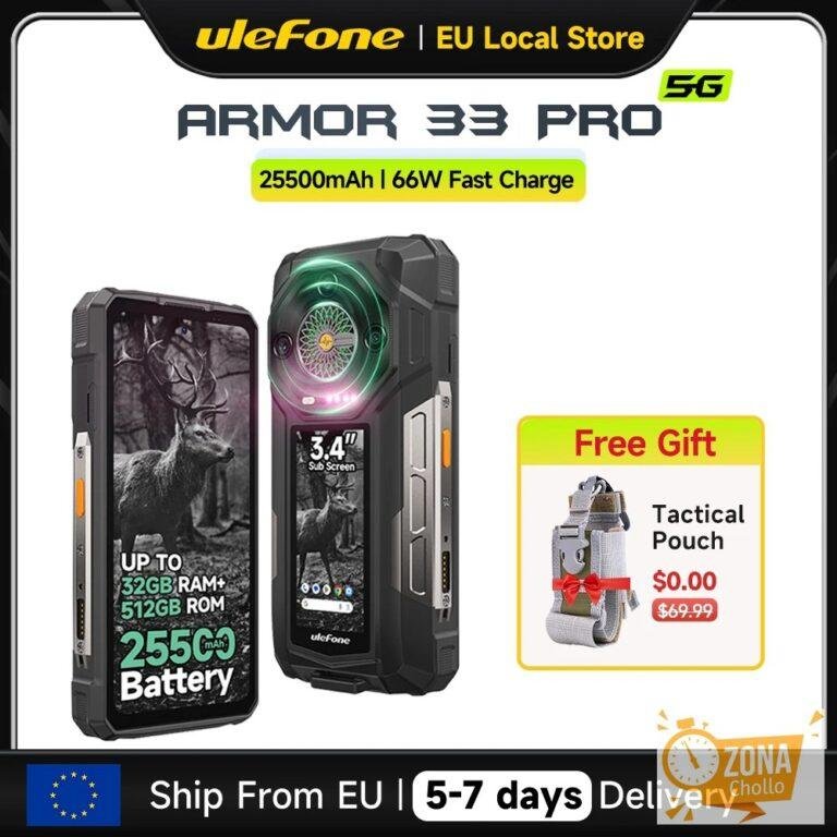 Teléfono Resistente Ulefone Armor 33 Pro 5G, 25500 mAh, 512 GB de… — 394,79 €