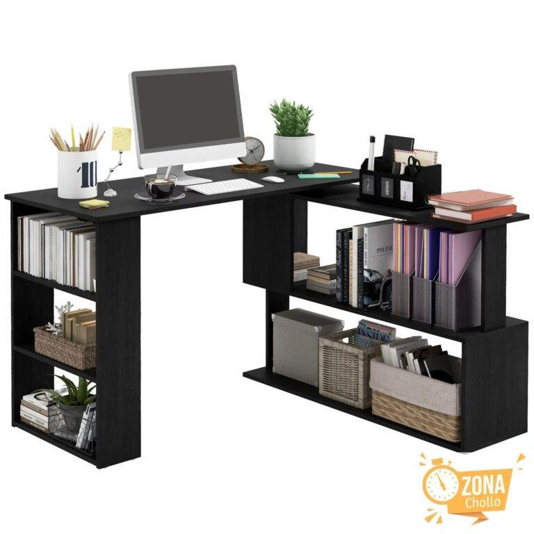 Escritorio en L con Estantería Mesa de Escritorio con Estantes para… — 80,44 €