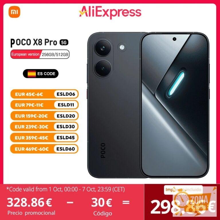 POCO X8 Pro 5G Versión Europea 256GB/512GB 6.59″ AMOLED 1.5K 120Hz — 387.16 EUR € en AliExpress