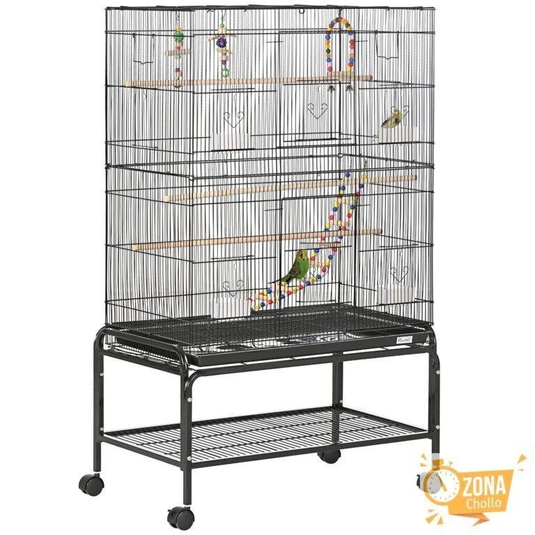PawHut Jaula para Pájaros con Ruedas 79x49x133 cm Pajarera Metálico… — 124,38 €