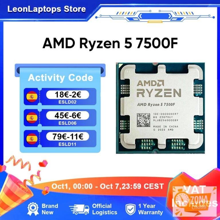 Procesador AMD Ryzen 5 7500F CPU R5 7500F Socket AM5 DDR5 5200MHz… — 124,81 €