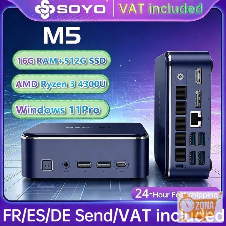 SOYO M5 Mini PC AMD Ryzen 3 4300U LPDDR4 16GB RAM 512GB ROM Windows… — 203,90 €