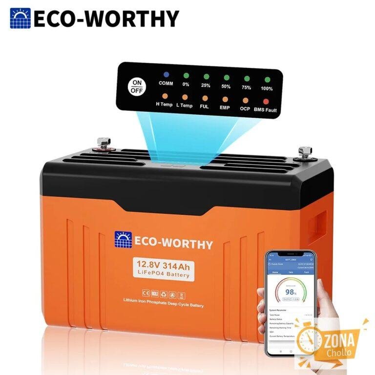 ECO-WORTHY 12V 314AH ​ Batería de Litio LiFePO4 con Bluetooth y LEDs — 409.99 EUR € en AliExpress