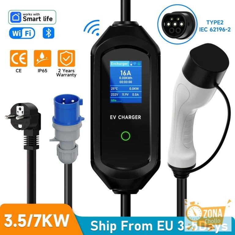 AFEEV 3,5/7KW cargador EV portátil Type2 IEC62196-2 cargador de… — 90,99 €