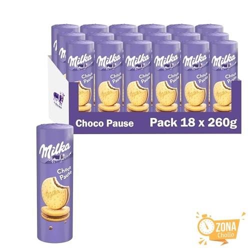 Milka Choco Pause Galletas Rellenas de Crema de Chocolate, 18 x 260g