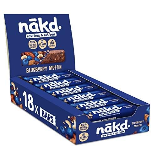 Nākd. Blueberry Muffin | Barritas Raw de Fruta y Frutos Secos | 18 x