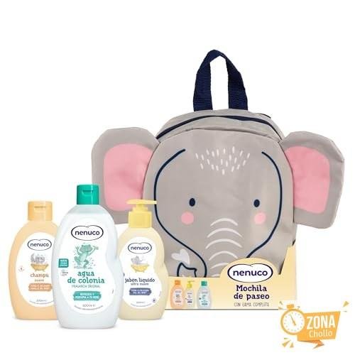 Nenuco Pack Bebé Mochila de Paseo Elefante, con Gama Completa